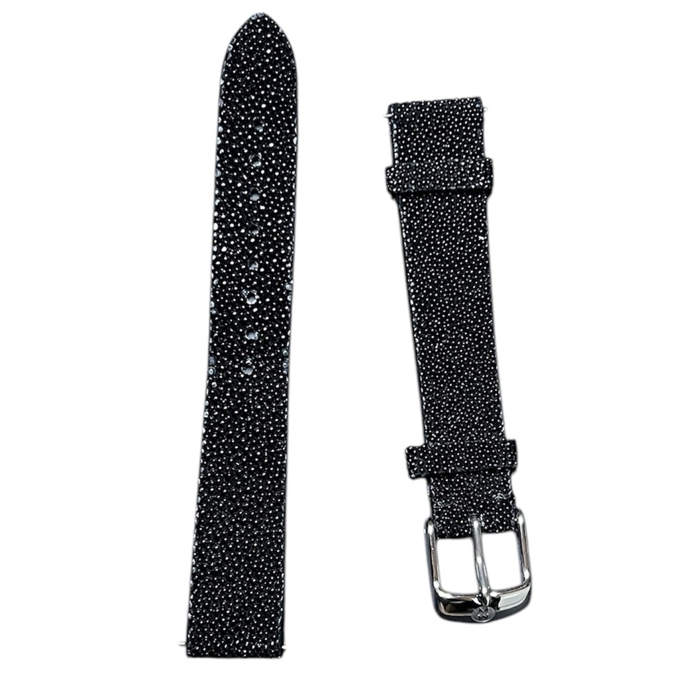 MICHELE black Genuine Galuchat Silver Buckle Watch Strap 16mm